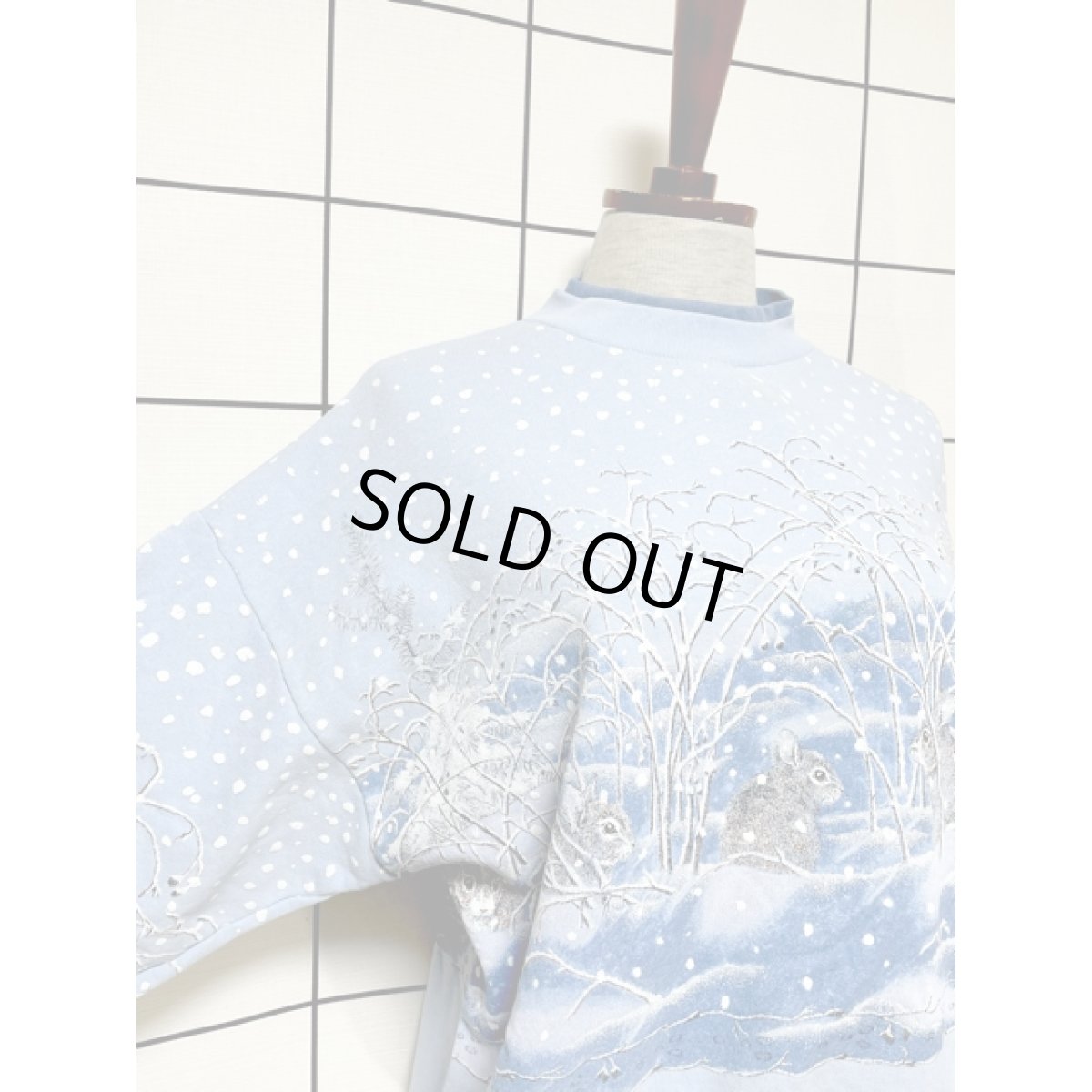 画像6: うさぎ ラビット 雪景色 ライトブルー レトロ アメリカ古着 ヴィンテージスウェット  (6)