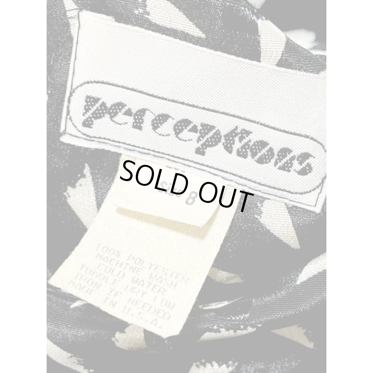 画像12: アート調 モノクロ ウエストゴム 長袖 レトロ アメリカ古着 ヴィンテージワンピース (12)