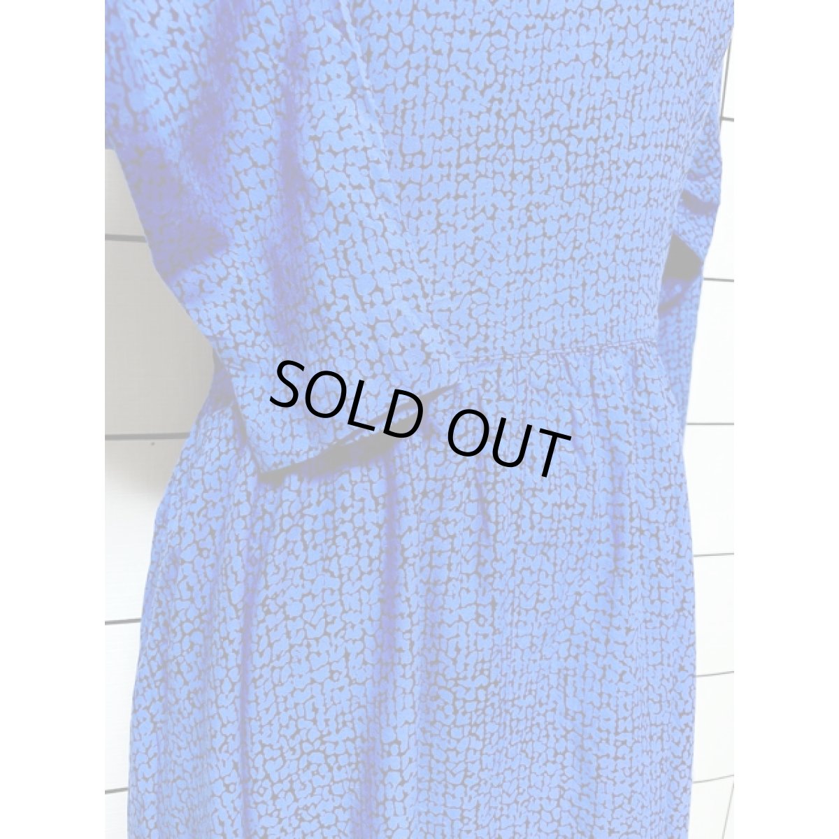 画像7: アート調 ブルー ブラック 長袖 レトロ アメリカ古着 ヴィンテージワンピース (7)