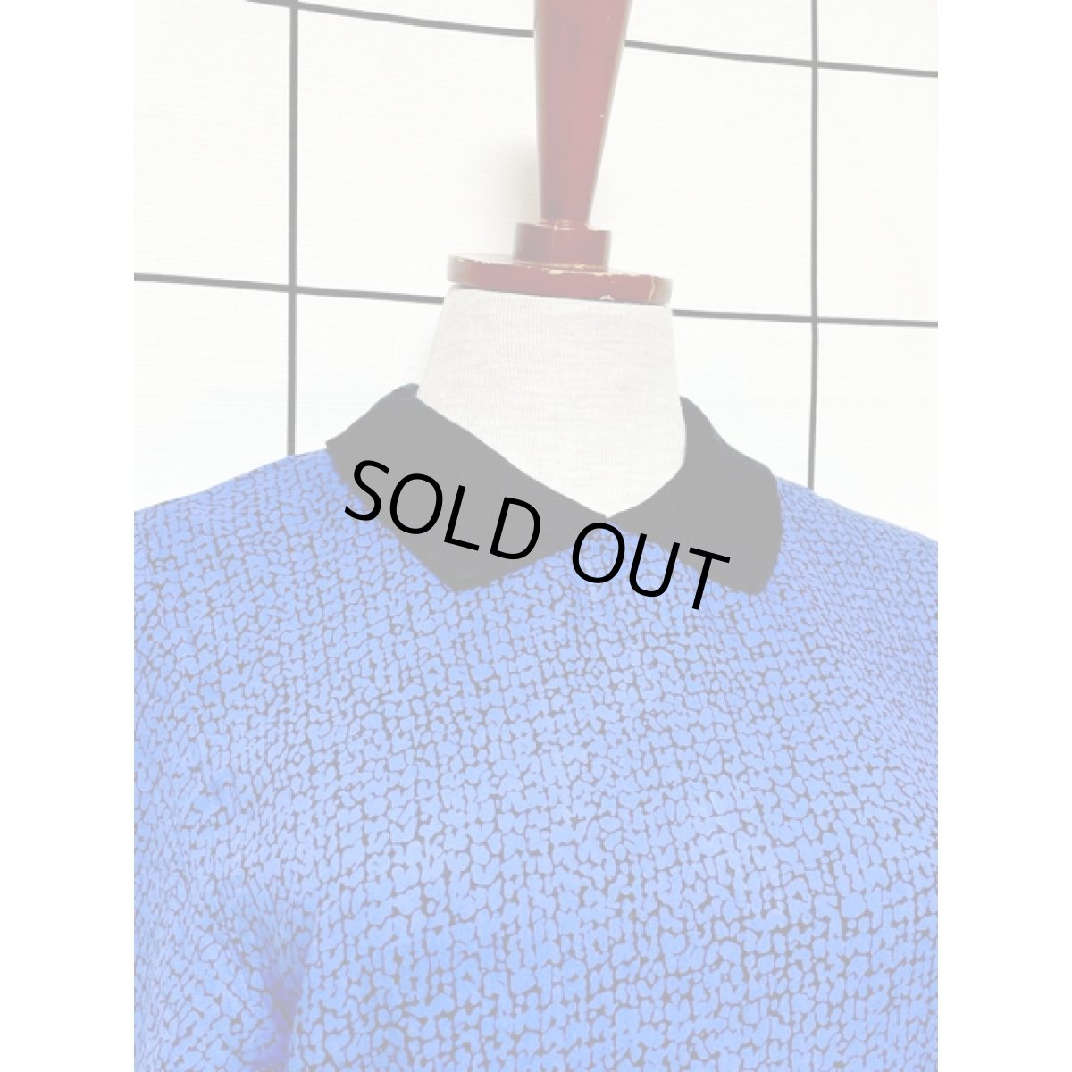 画像5: アート調 ブルー ブラック 長袖 レトロ アメリカ古着 ヴィンテージワンピース (5)