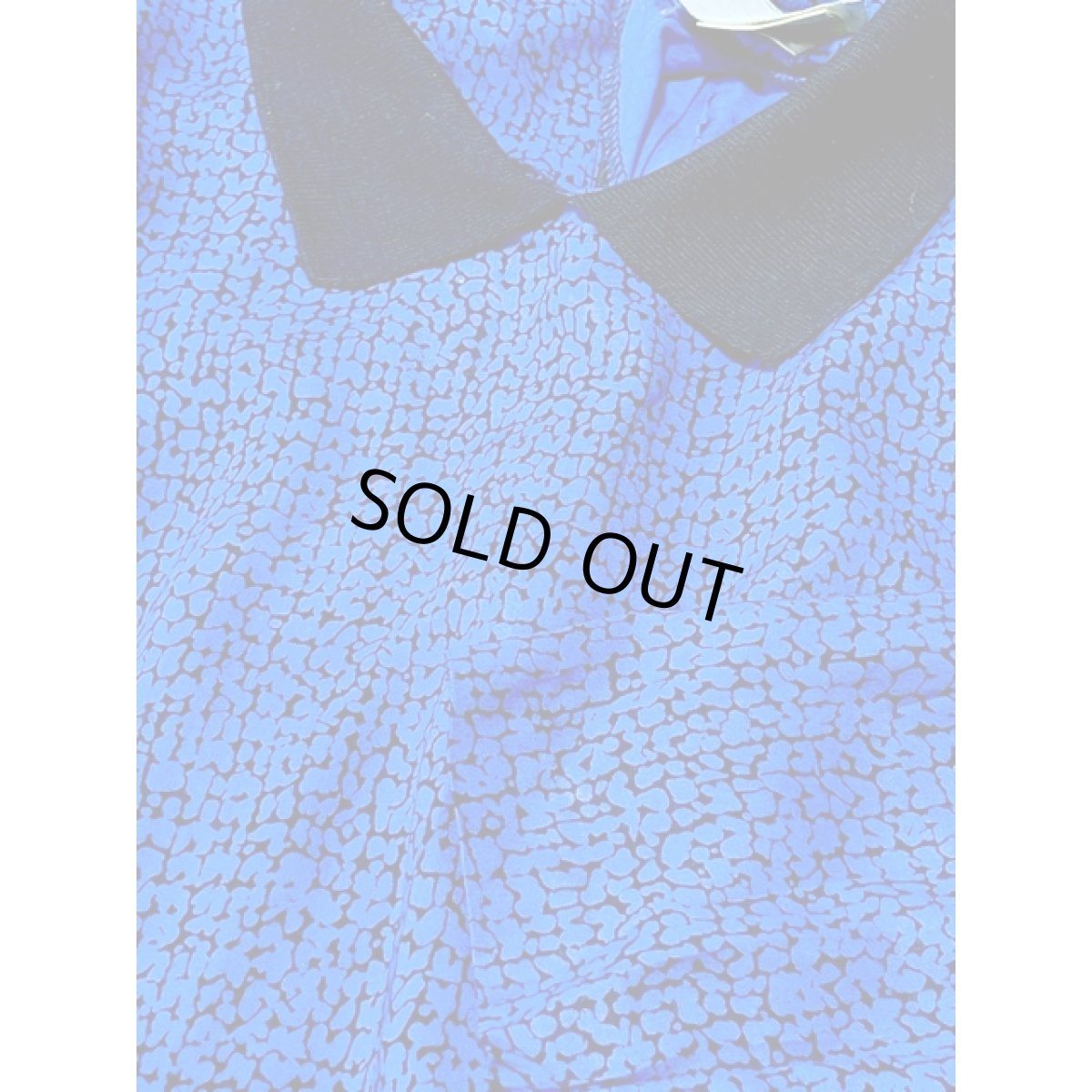 画像10: アート調 ブルー ブラック 長袖 レトロ アメリカ古着 ヴィンテージワンピース (10)