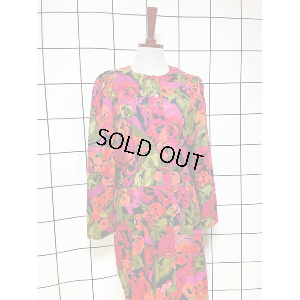 画像3: 花柄 前開き ウエストゴム レトロ アメリカ古着 ヴィンテージワンピース (3)