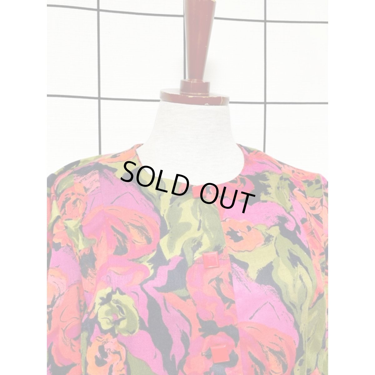 画像5: 花柄 前開き ウエストゴム レトロ アメリカ古着 ヴィンテージワンピース (5)