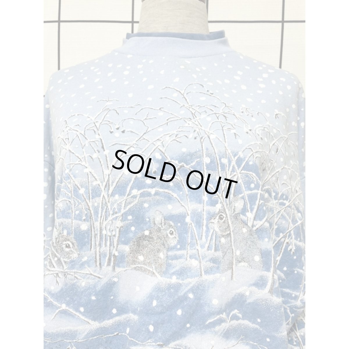 画像8: うさぎ ラビット 雪景色 ライトブルー レトロ アメリカ古着 ヴィンテージスウェット  (8)