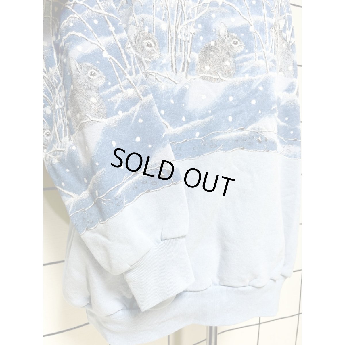 画像7: うさぎ ラビット 雪景色 ライトブルー レトロ アメリカ古着 ヴィンテージスウェット  (7)