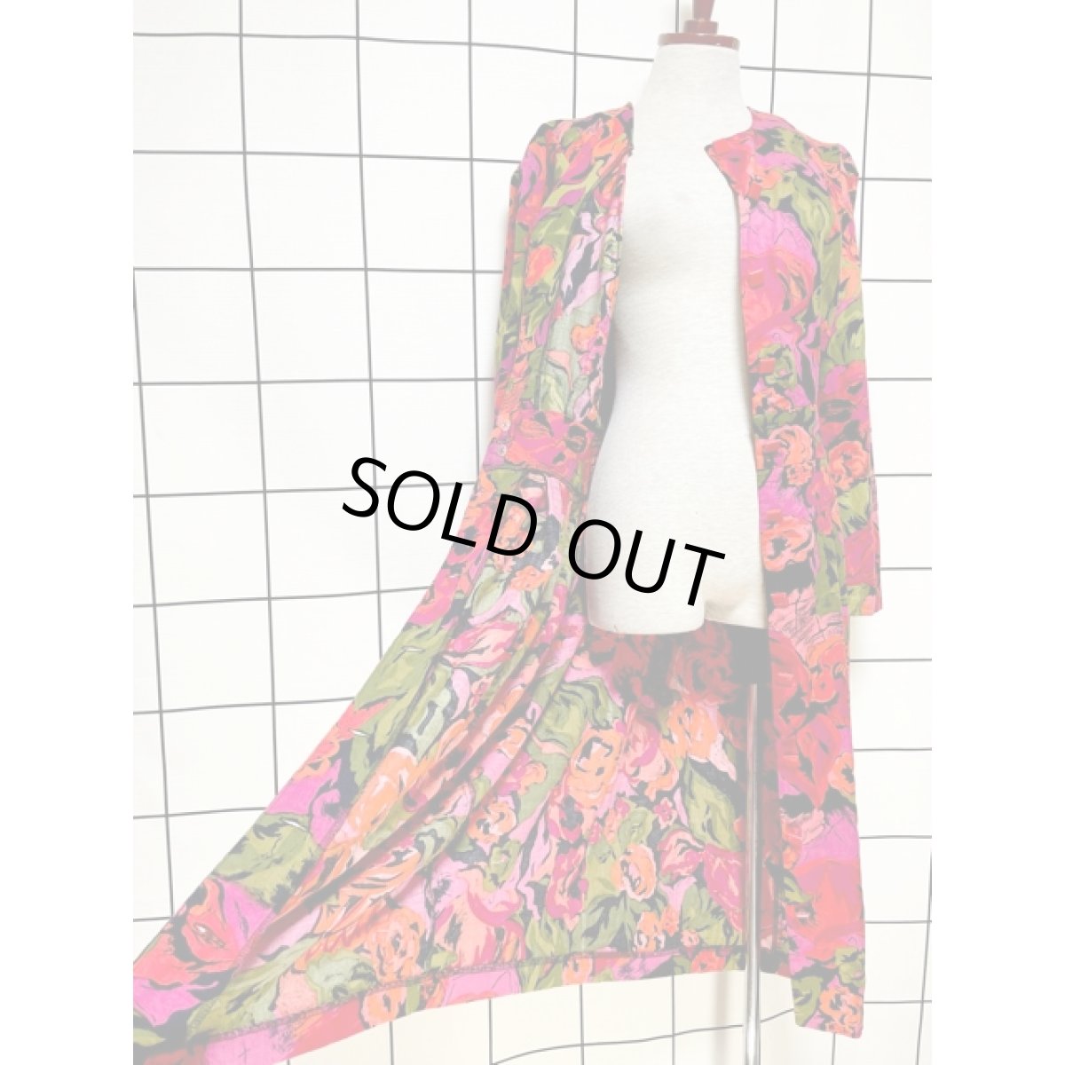 画像10: 花柄 前開き ウエストゴム レトロ アメリカ古着 ヴィンテージワンピース (10)