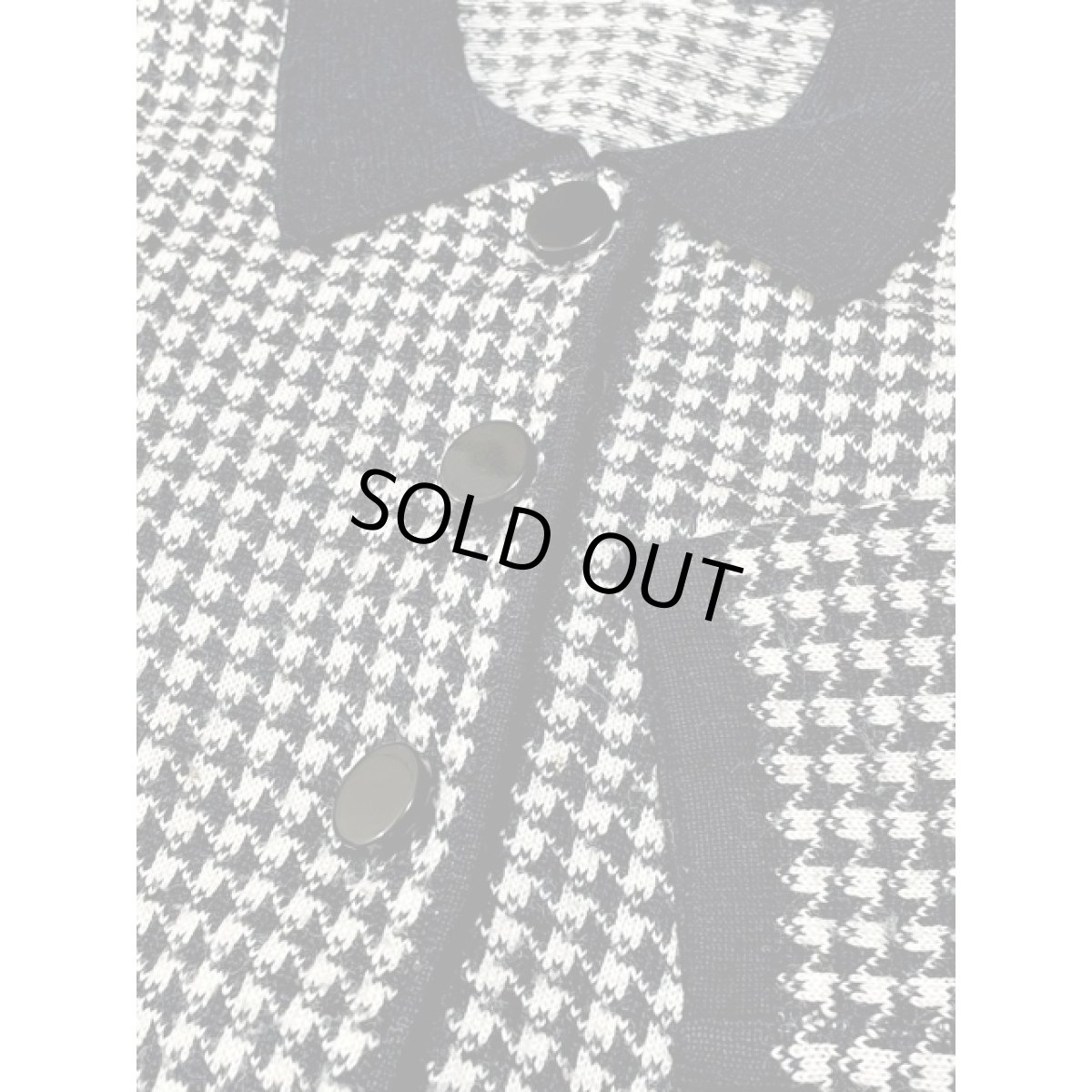 画像9: 千鳥格子模様 モノクロ レトロ アメリカ古着 ニットジャケット (9)