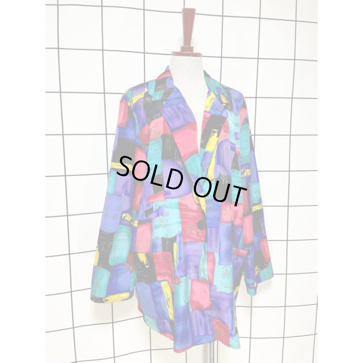 画像3: アート柄 レトロサイケ シングルボタン アメリカ古着 ヴィンテージジャケット (3)