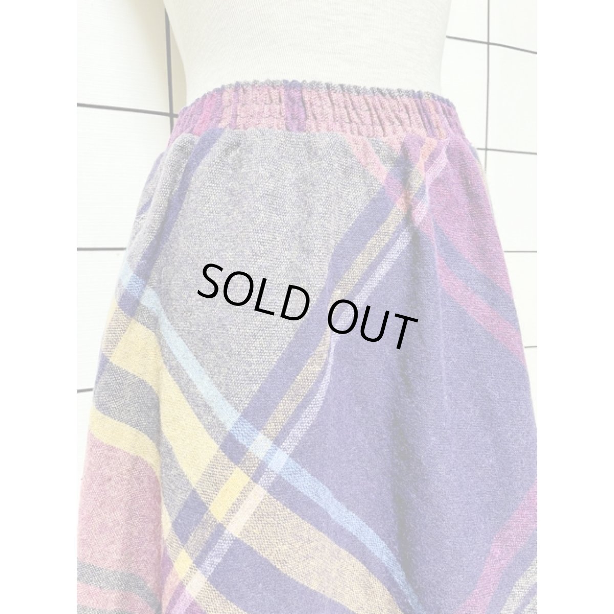 画像2: チェック柄 ウエストゴム レトロ アメリカ古着 ヴィンテージスカート (2)