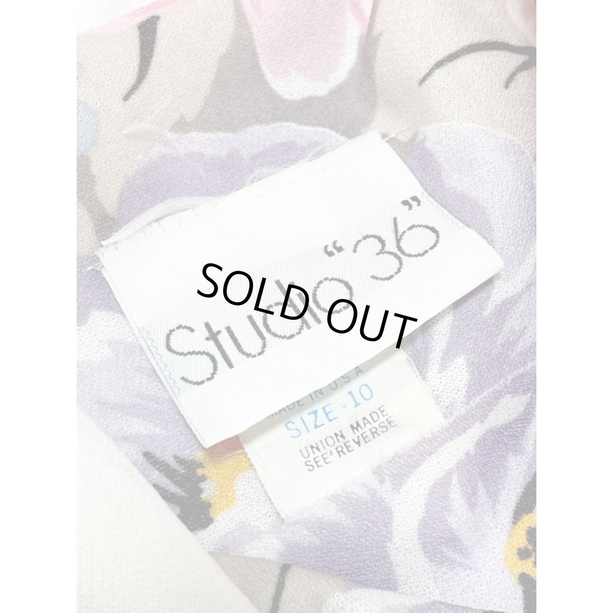 画像14: 花柄 襟切り替え UNIONMADE ウエストゴム レトロ 長袖 アメリカ古着 ヴィンテージワンピース (14)