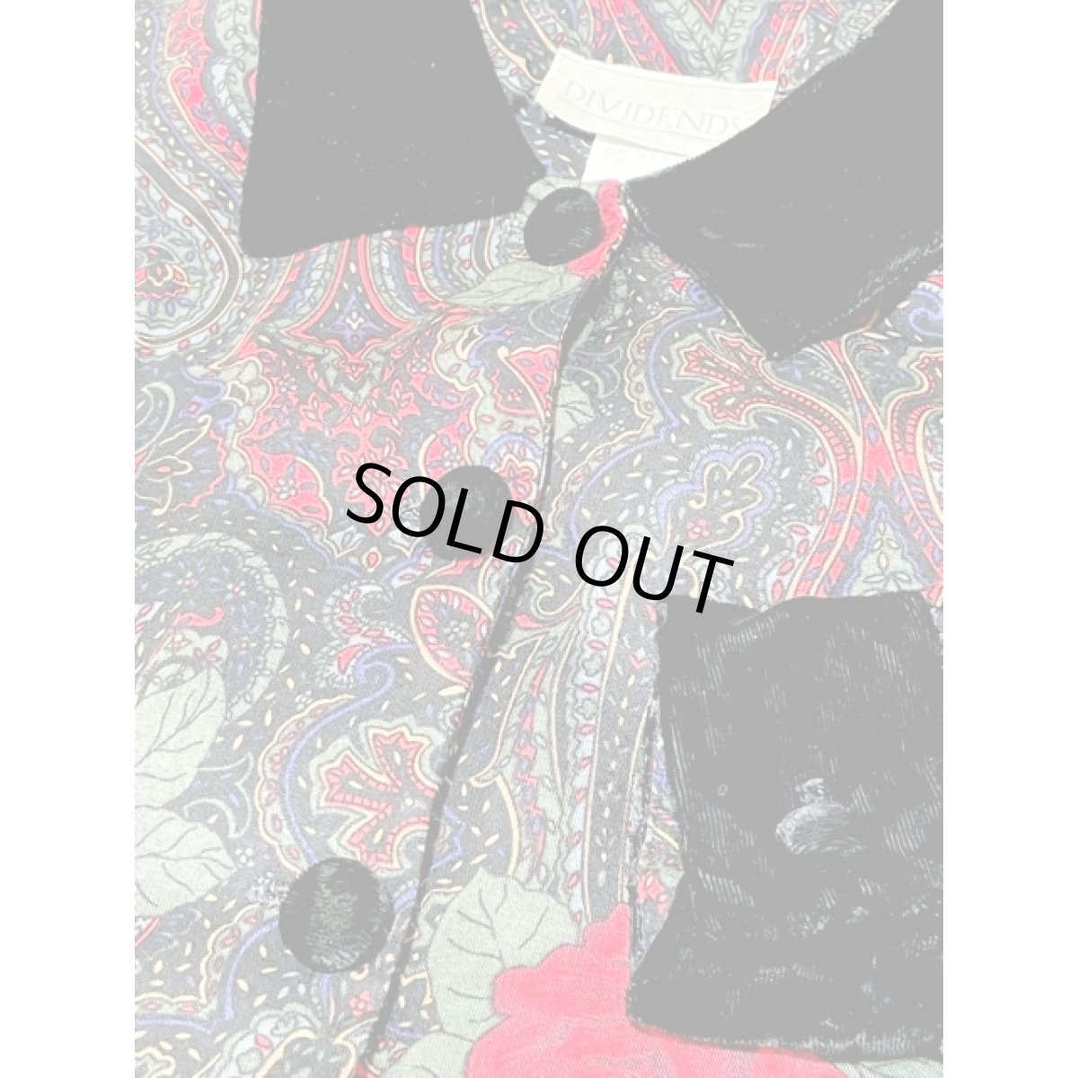 画像11: 薔薇柄 ベルベット切り替え ウエストゴム レトロ 長袖 アメリカ古着 ヴィンテージワンピース (11)