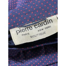 画像10: pierre cardin ピエールカルダン ドット I.MAGNIN ネイビー レッド レトロ 長袖 古着 ヴィンテージワンピース (10)