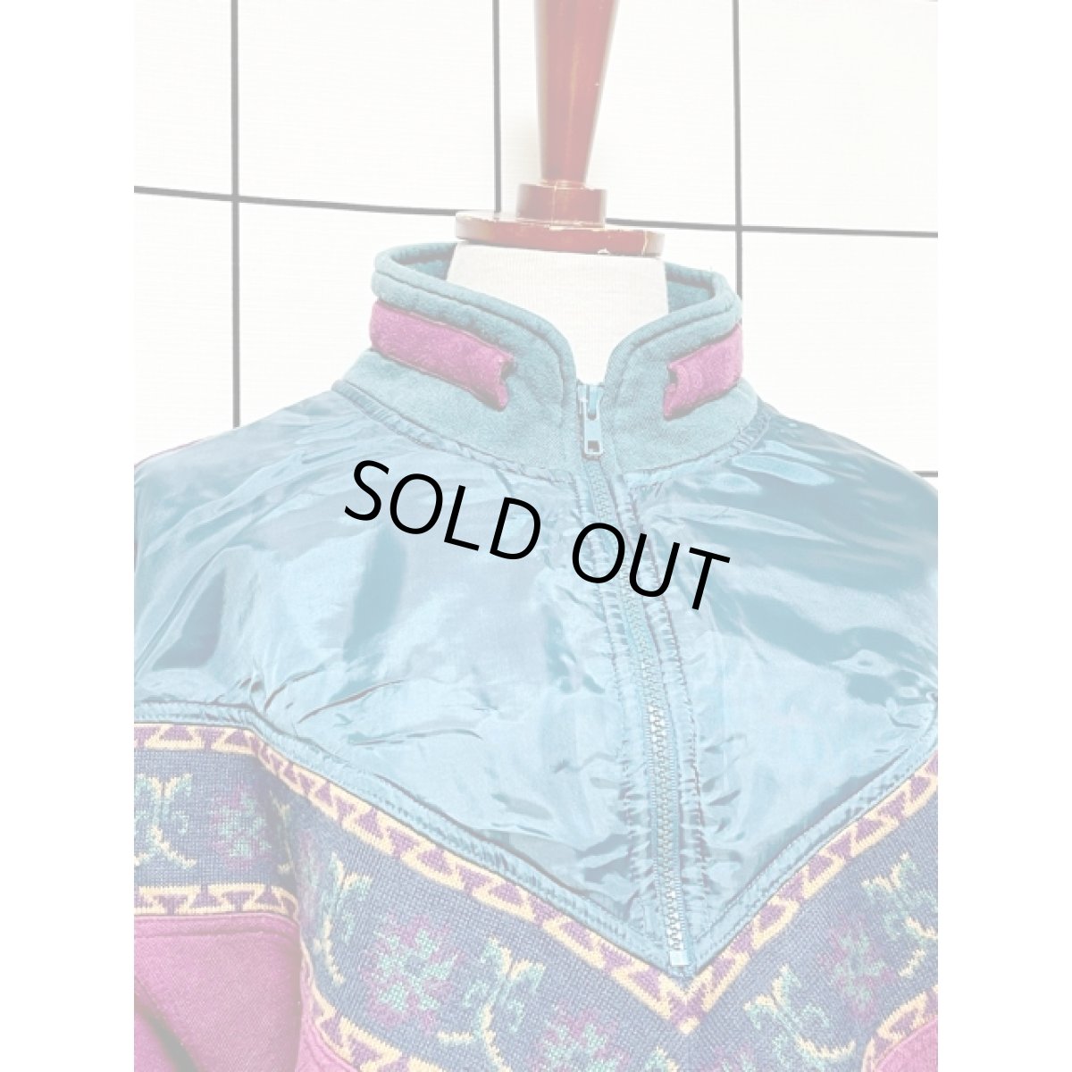 画像5: ナイロン切り替え ハーフジップ プルオーバー レトロ 古着 ヴィンテージスウェット (5)