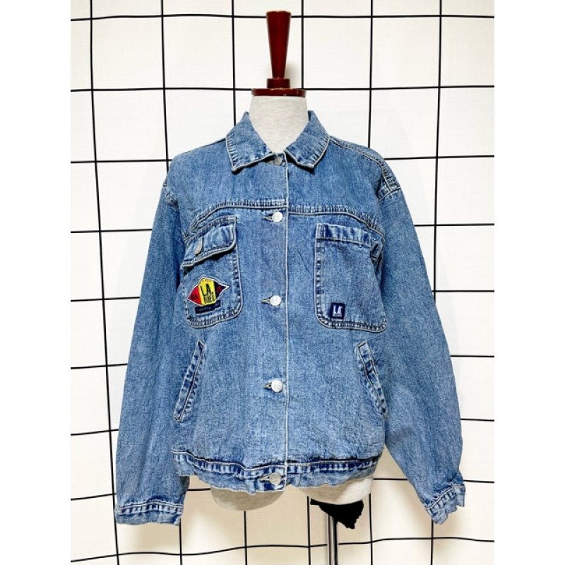 デニムジャケット ワッペンパッチ バックデザイン レトロ 古着