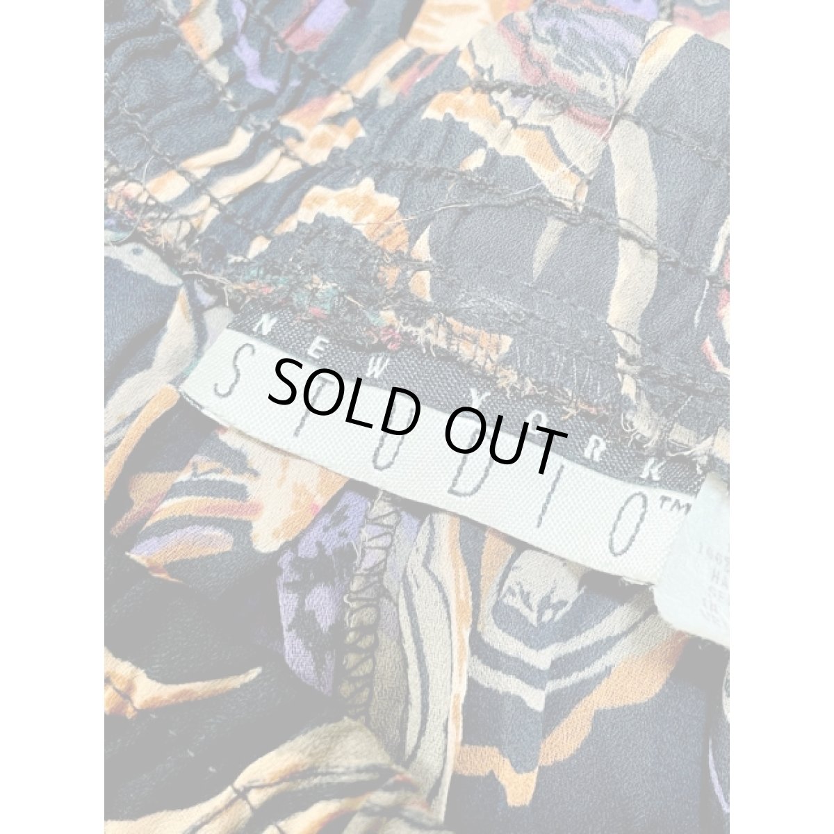 画像10: プリーツ 花柄 ブラック レトロ アメリカ古着 ヴィンテージロングスカート (10)