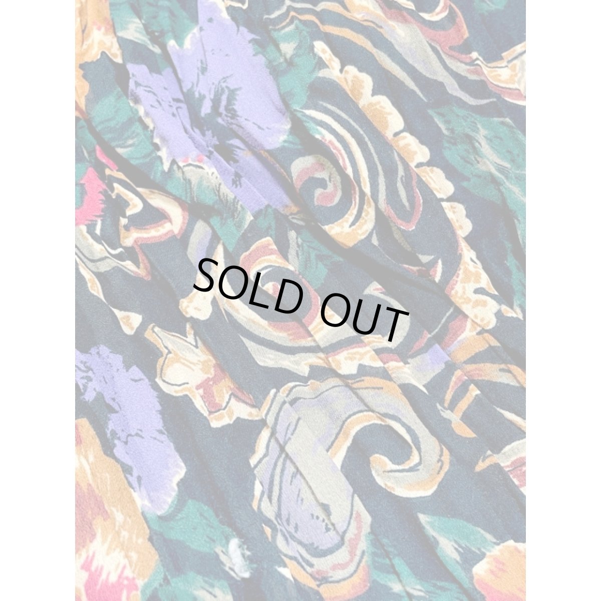 画像9: プリーツ 花柄 ブラック レトロ アメリカ古着 ヴィンテージロングスカート (9)