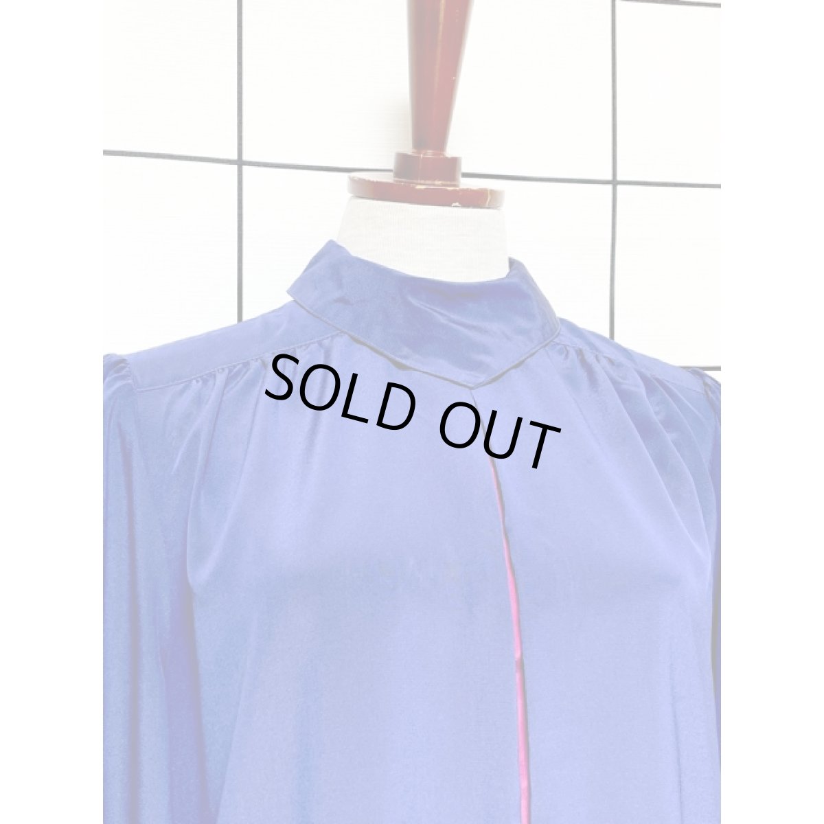 画像5: バイカラータックデザイン ネイビー ウエストゴム レトロ 長袖 アメリカ古着 ヴィンテージワンピース (5)