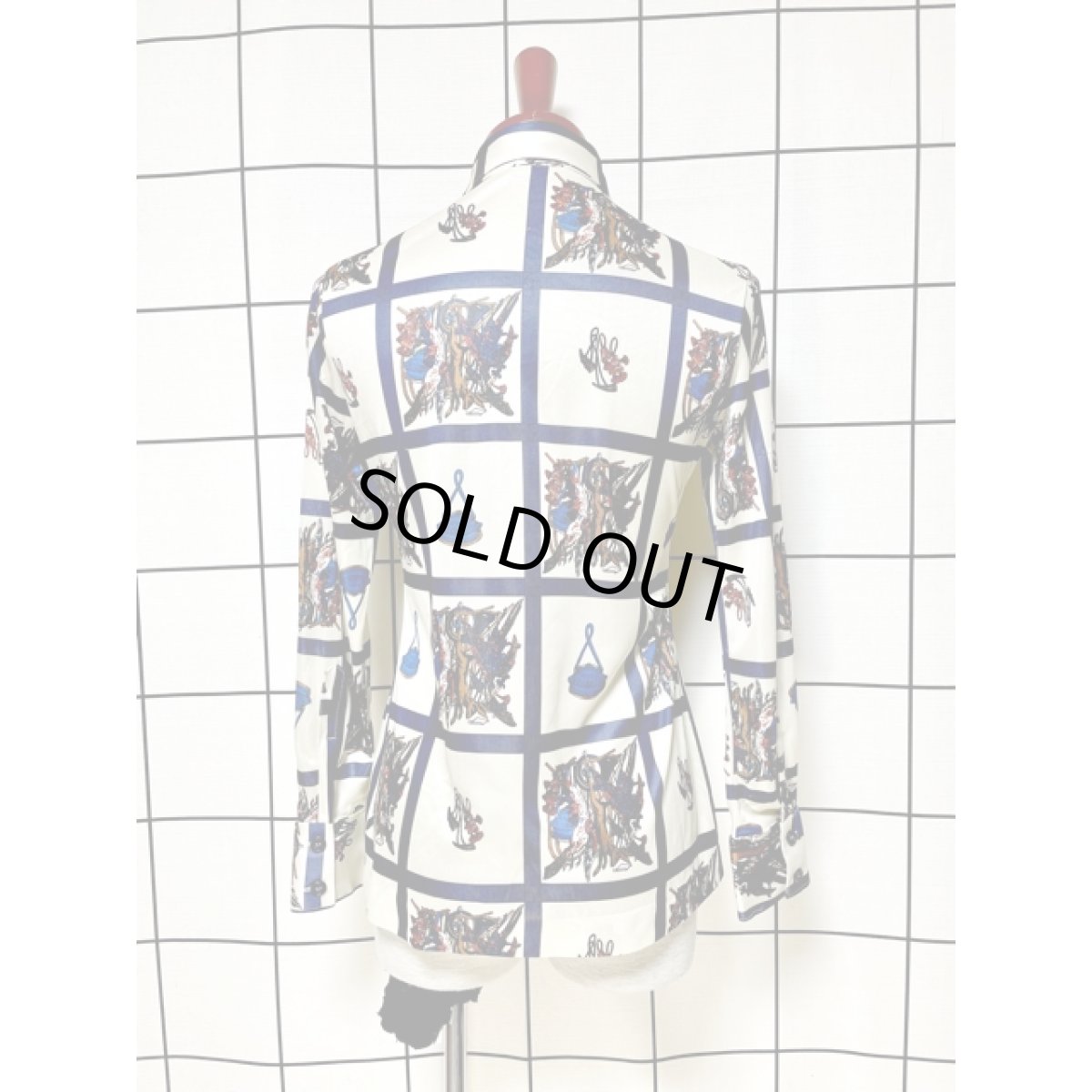 画像2: 鳥 うさぎ チェック柄 レトロ アメリカ古着 シャツ ヴィンテージブラウス (2)