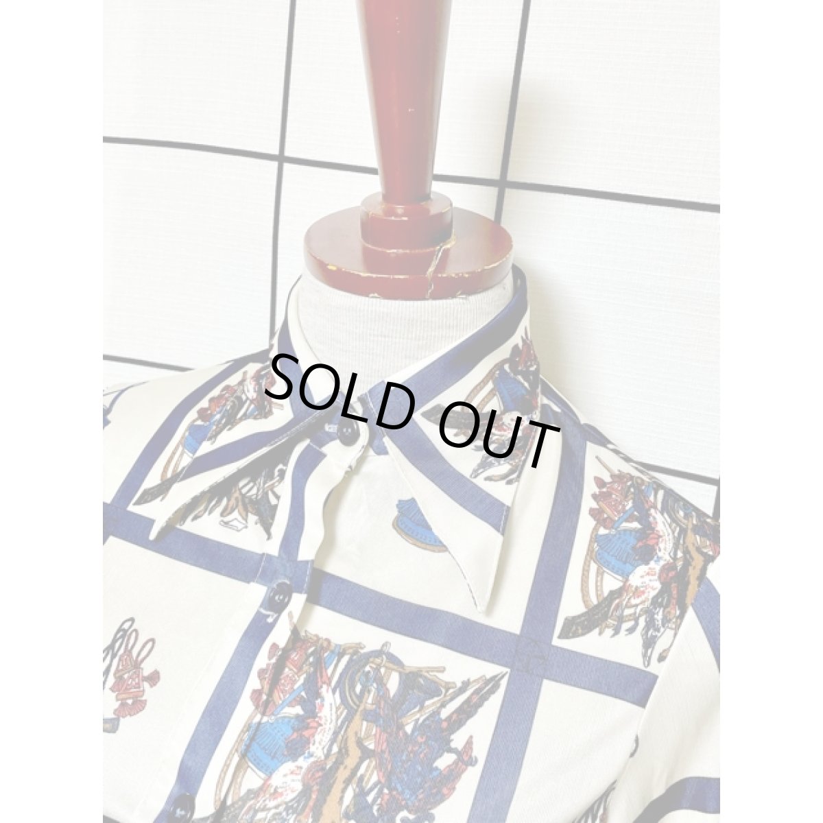 画像4: 鳥 うさぎ チェック柄 レトロ アメリカ古着 シャツ ヴィンテージブラウス (4)