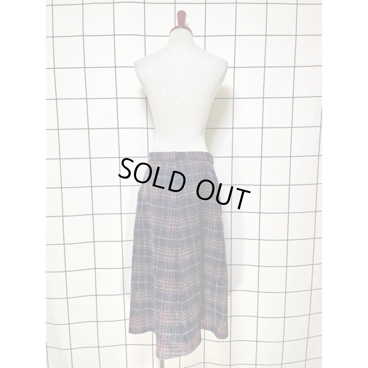 画像5: チェック柄 ウール レトロ アメリカ古着 ヴィンテージスカート (5)