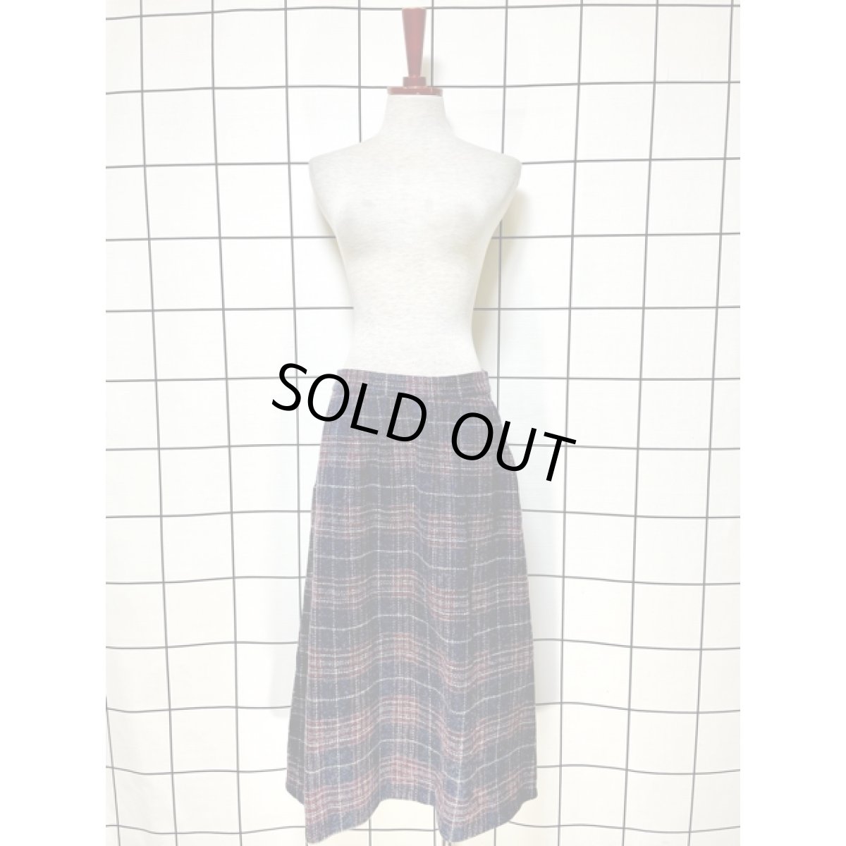 画像4: チェック柄 ウール レトロ アメリカ古着 ヴィンテージスカート (4)