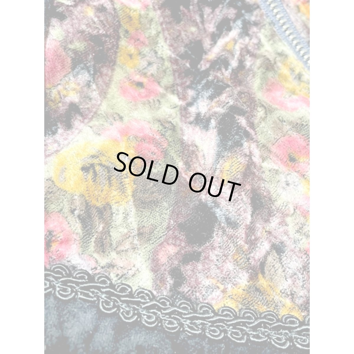 画像11: 花柄ベルベット切り替え ネイビー ジップアップ アメリカ古着 ジャンパー ブルゾン ヴィンテージナイロンジャケット (11)