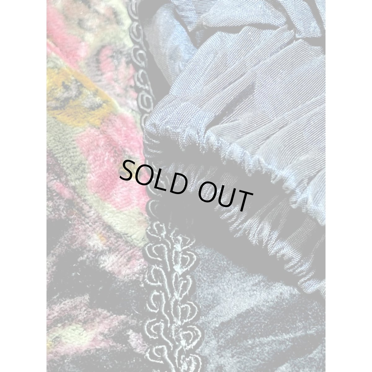 画像12: 花柄ベルベット切り替え ネイビー ジップアップ アメリカ古着 ジャンパー ブルゾン ヴィンテージナイロンジャケット (12)