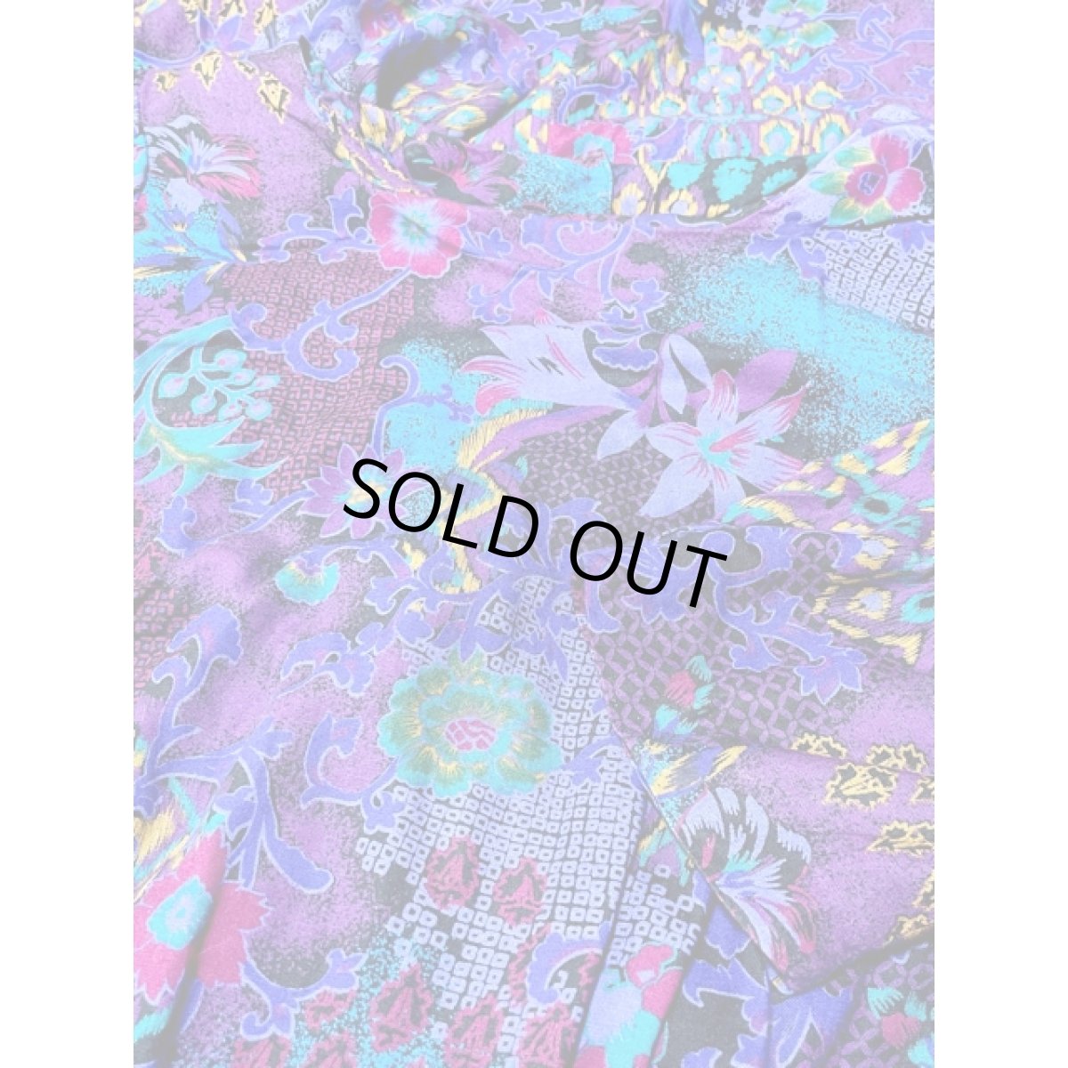 画像10: ベルベット切り替え 花柄 サイケ レトロ アメリカ古着 ヴィンテージワンピース (10)