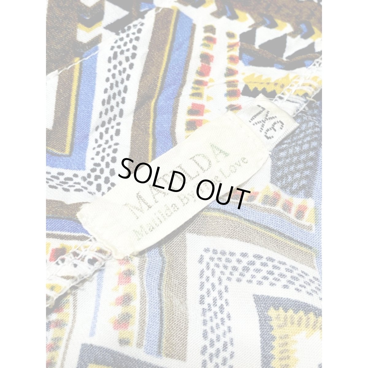 画像13: 幾何学模様 総柄 ウエストゴム レトロ 長袖 アメリカ古着 ヴィンテージワンピース (13)