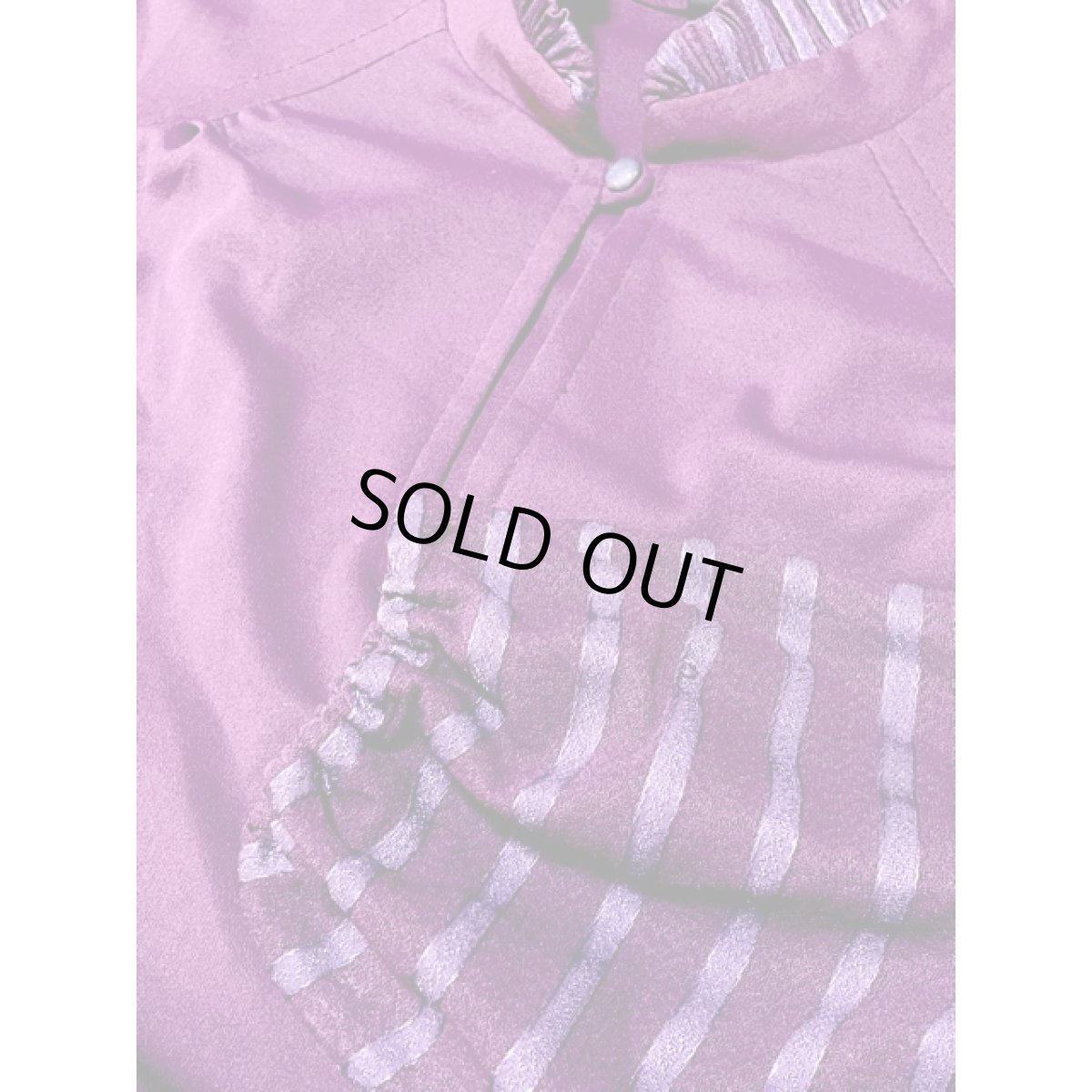 画像9: イングランド製 ベルト付 ボーダー プリーツ切り替え 首元フリル レトロ 長袖 ヨーロッパ古着 ヴィンテージドレス (9)