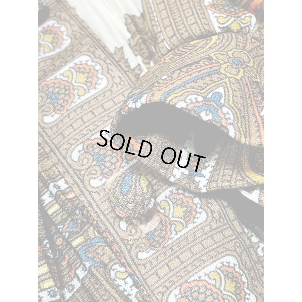 画像13: オリエンタル柄 プリーツ切り替え ウエストゴム レトロ 長袖 アメリカ古着 ヴィンテージワンピース  (13)