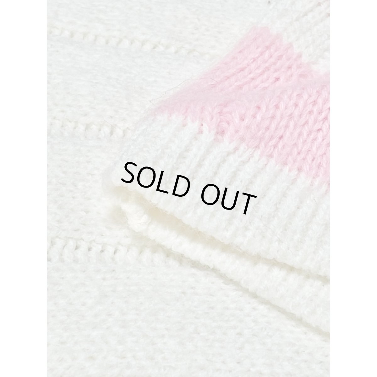 画像11: ボーダー タートルネック ホワイト ピンク レトロ アメリカ古着 ヴィンテージ ニットベスト (11)