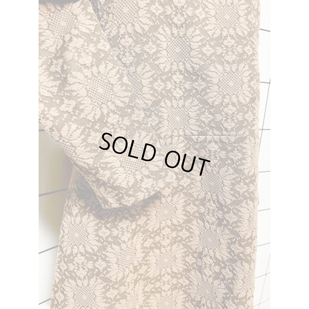 画像7: 凹凸花模様織りブラウン 長袖 レトロ ヨーロッパ古着 ヴィンテージワンピース (7)