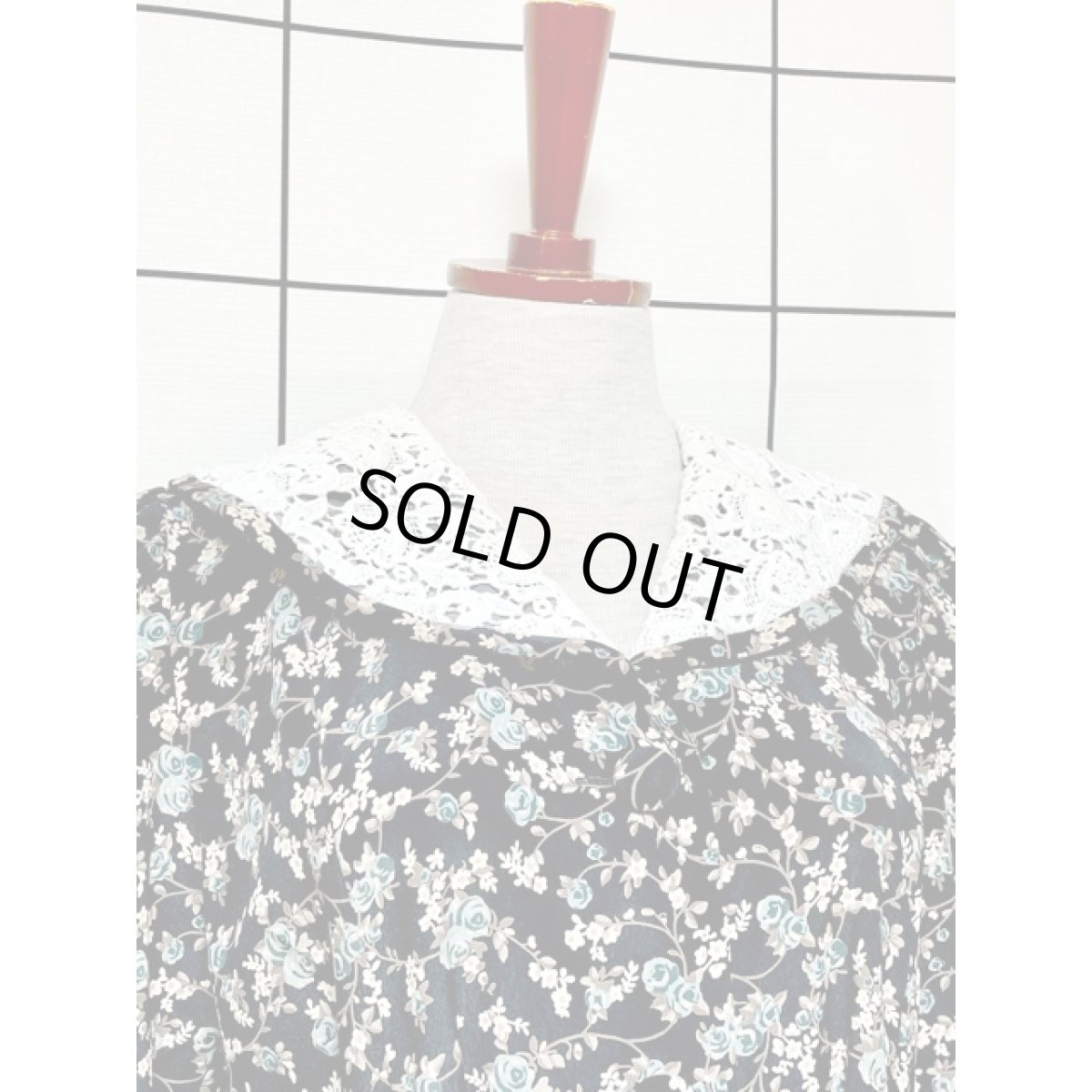 画像5: 花柄 レース襟 前開き レトロ アメリカ古着 ヴィンテージワンピース (5)