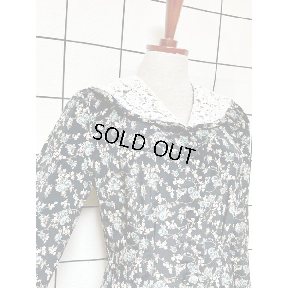 画像6: 花柄 レース襟 前開き レトロ アメリカ古着 ヴィンテージワンピース (6)