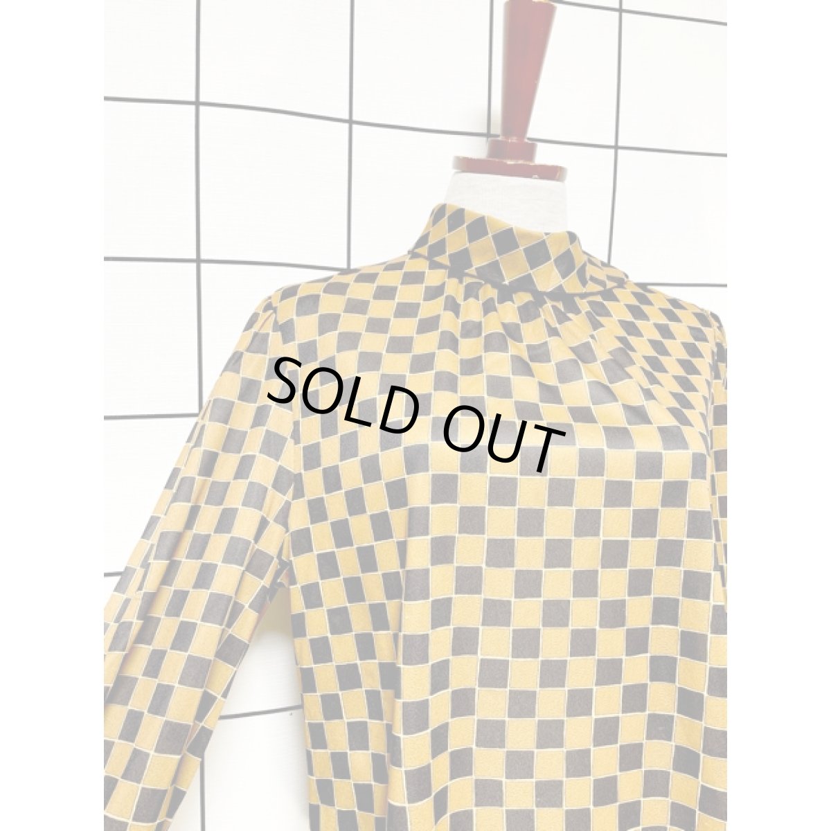 画像6: フランス製 チェック柄 タートルネック レトロ プルオーバー シャツ アメリカ古着 ヴィンテージトップス (6)