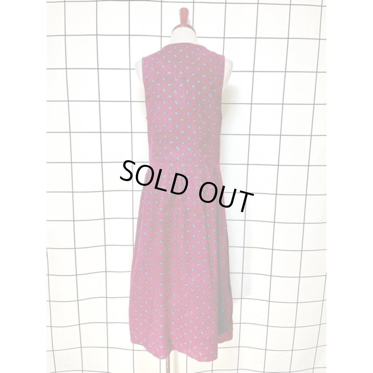 画像3: ペイズリーモチーフ コーデュロイ レトロ アメリカ古着 ノースリーブ ヴィンテージワンピース  (3)