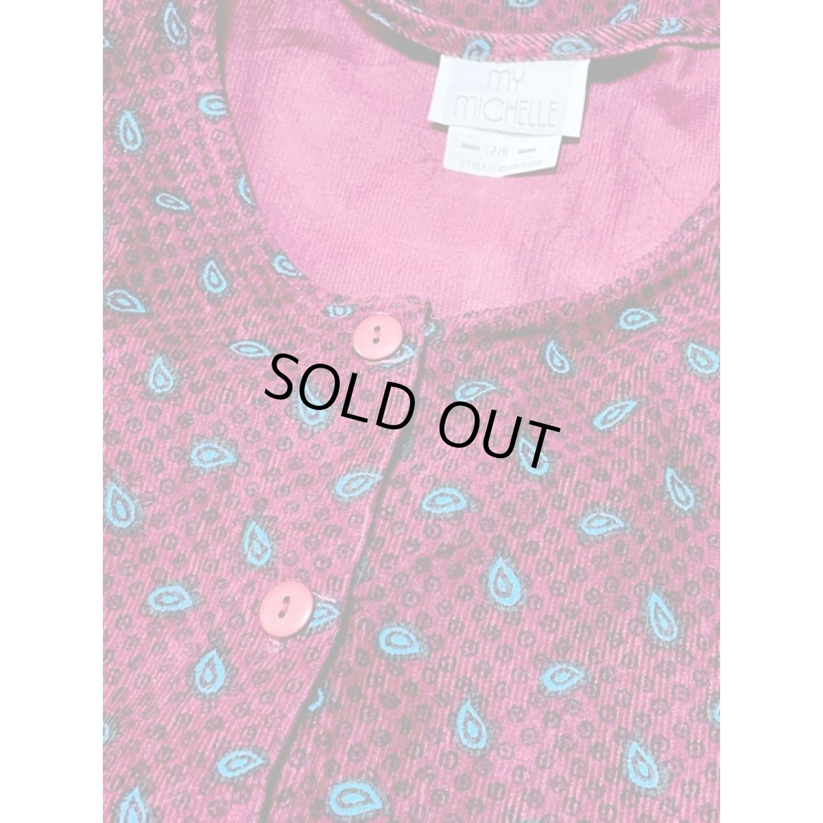 画像10: ペイズリーモチーフ コーデュロイ レトロ アメリカ古着 ノースリーブ ヴィンテージワンピース  (10)