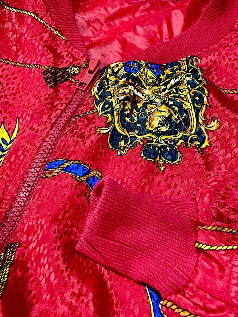 画像9: 【2500円均一対象商品】スカーフ柄 ジップアップ アメリカ古着 ジャンパー ヴィンテージブルゾンジャケット (9)