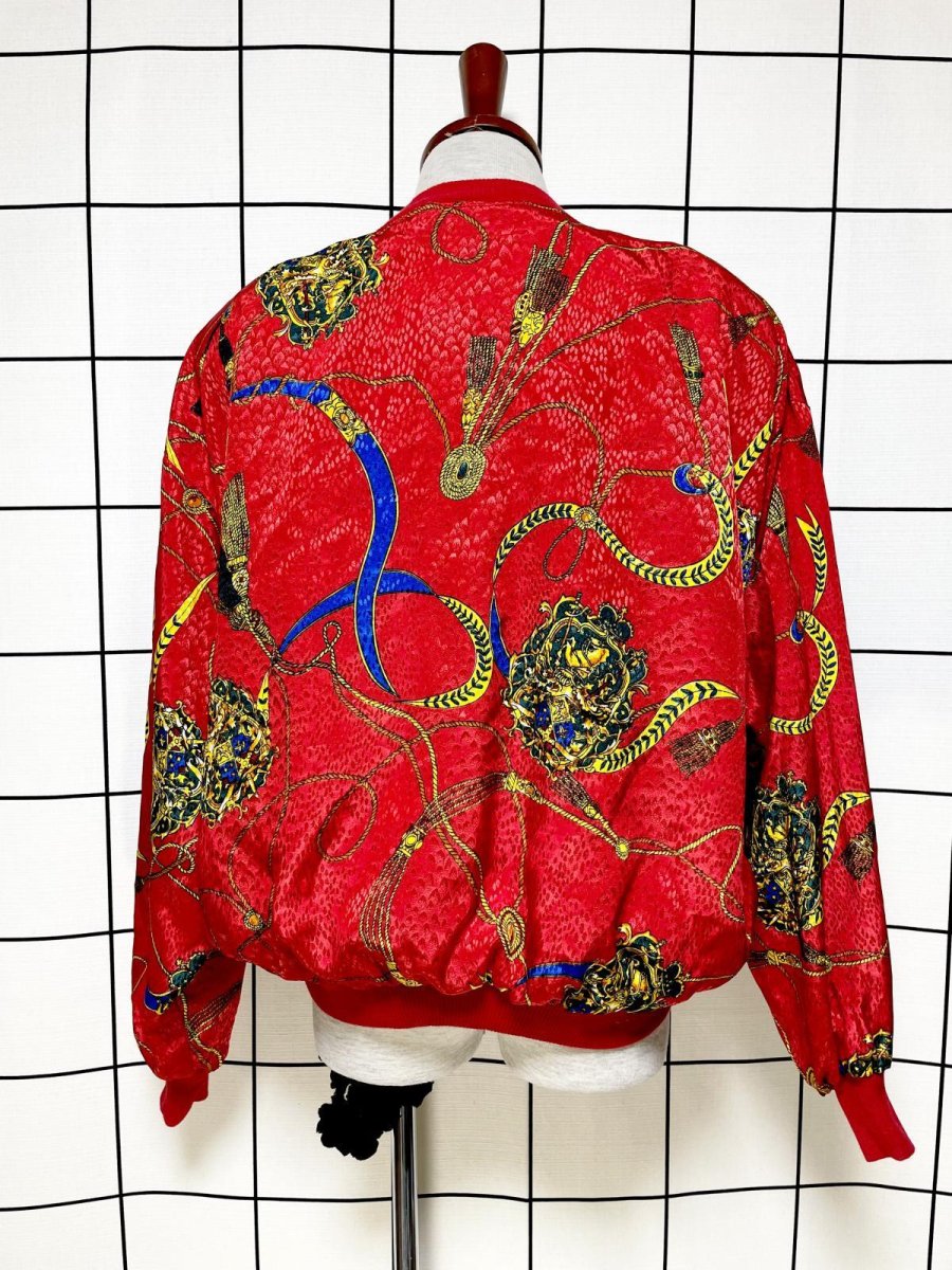 画像2: 【2500円均一対象商品】スカーフ柄 ジップアップ アメリカ古着 ジャンパー ヴィンテージブルゾンジャケット (2)