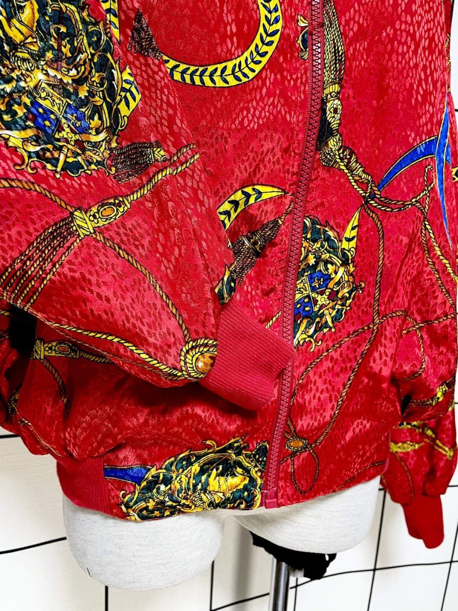 画像7: 【2500円均一対象商品】スカーフ柄 ジップアップ アメリカ古着 ジャンパー ヴィンテージブルゾンジャケット (7)