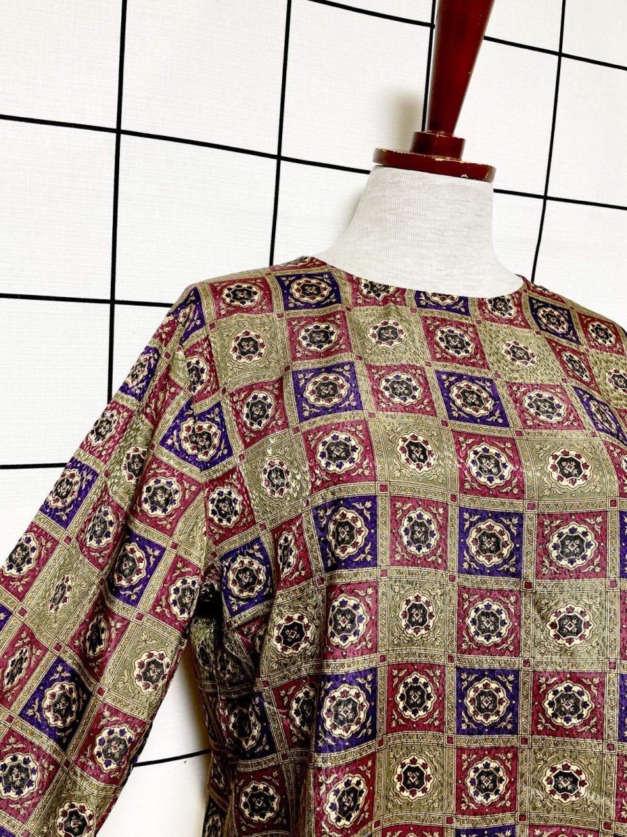 画像6: レトロ柄 プルオーバー シャツ アメリカ古着 ヴィンテージトップス (6)