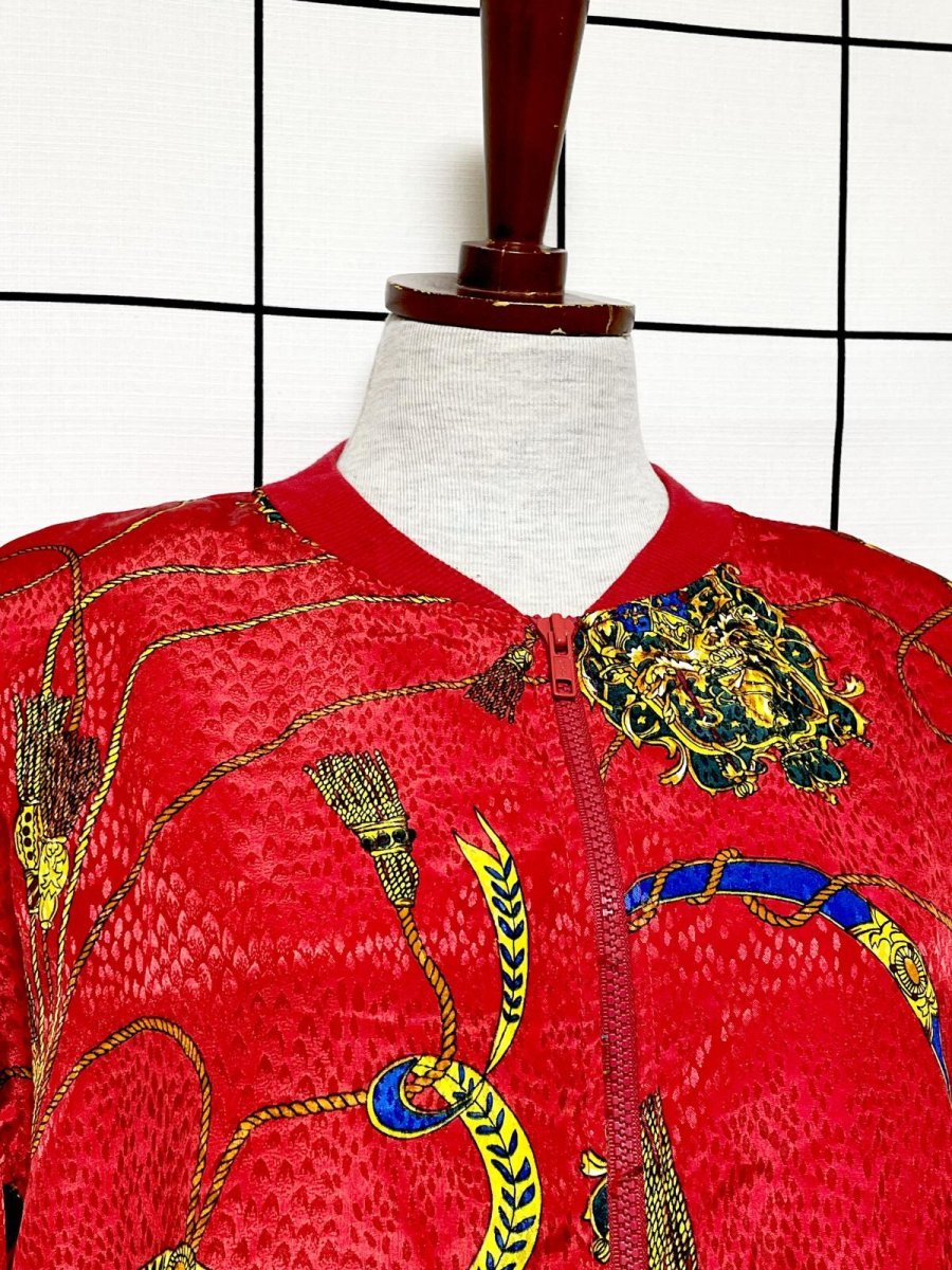 画像5: 【2500円均一対象商品】スカーフ柄 ジップアップ アメリカ古着 ジャンパー ヴィンテージブルゾンジャケット (5)