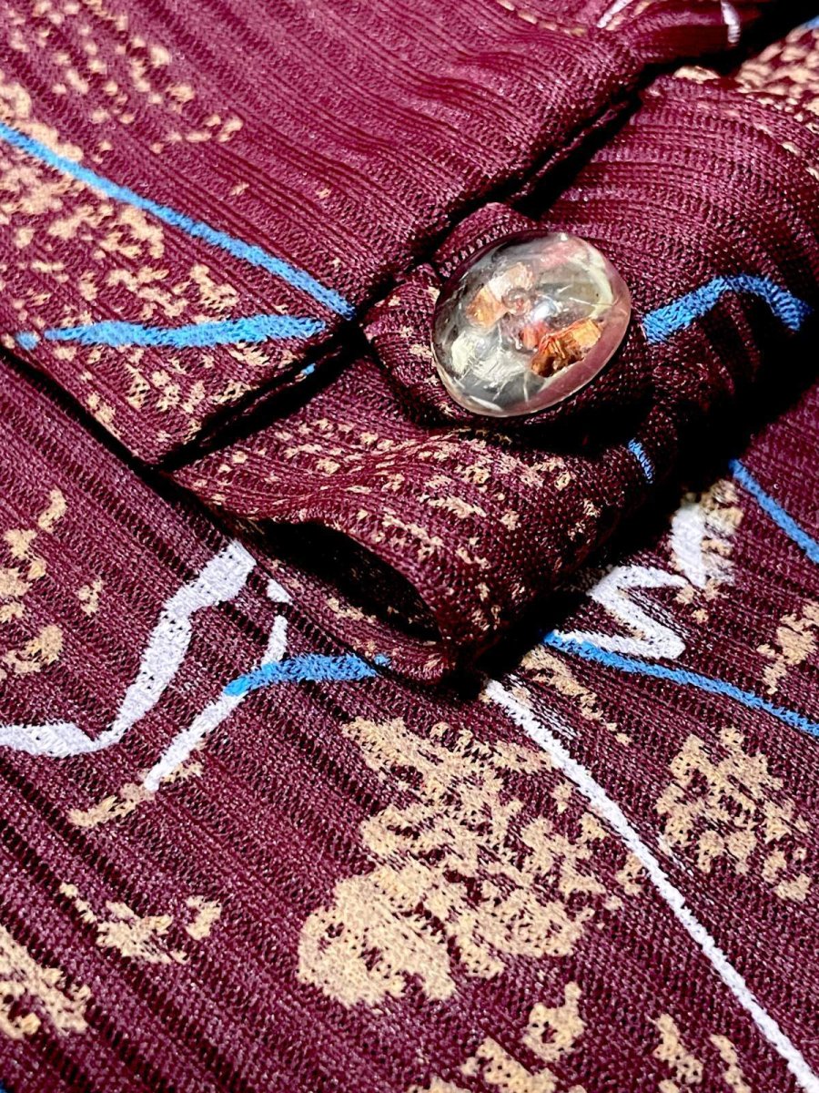 画像14: 首元フリル 花柄 ストライプ レトロ USA古着 ヴィンテージワンピース (14)