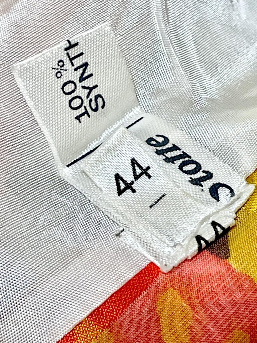 画像14: 花柄 濃淡の効いたチェック柄 ホワイト 白 パーティー衣装にもおすすめ  長袖 レトロ クラシカル ヨーロッパ古着 ヴィンテージドレス (14)