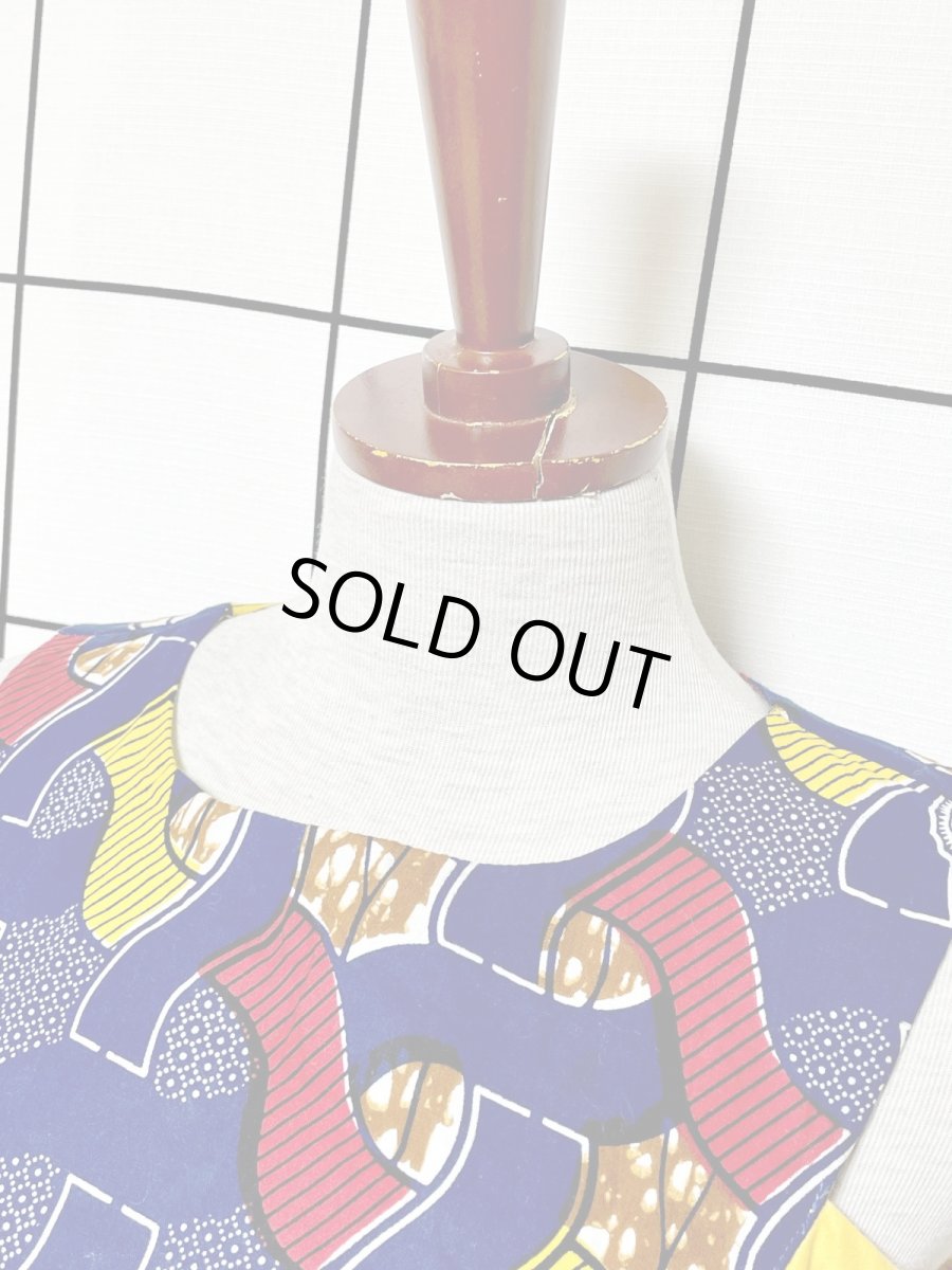 画像7: イエロー 切り替えし ノースリーブ レトロ ヨーロッパ古着 ヴィンテージワンピース (7)