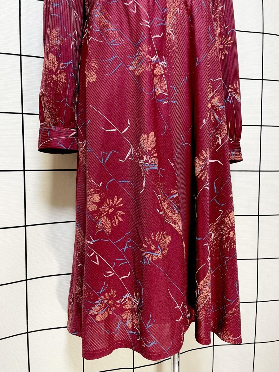 画像9: 首元フリル 花柄 ストライプ レトロ USA古着 ヴィンテージワンピース (9)