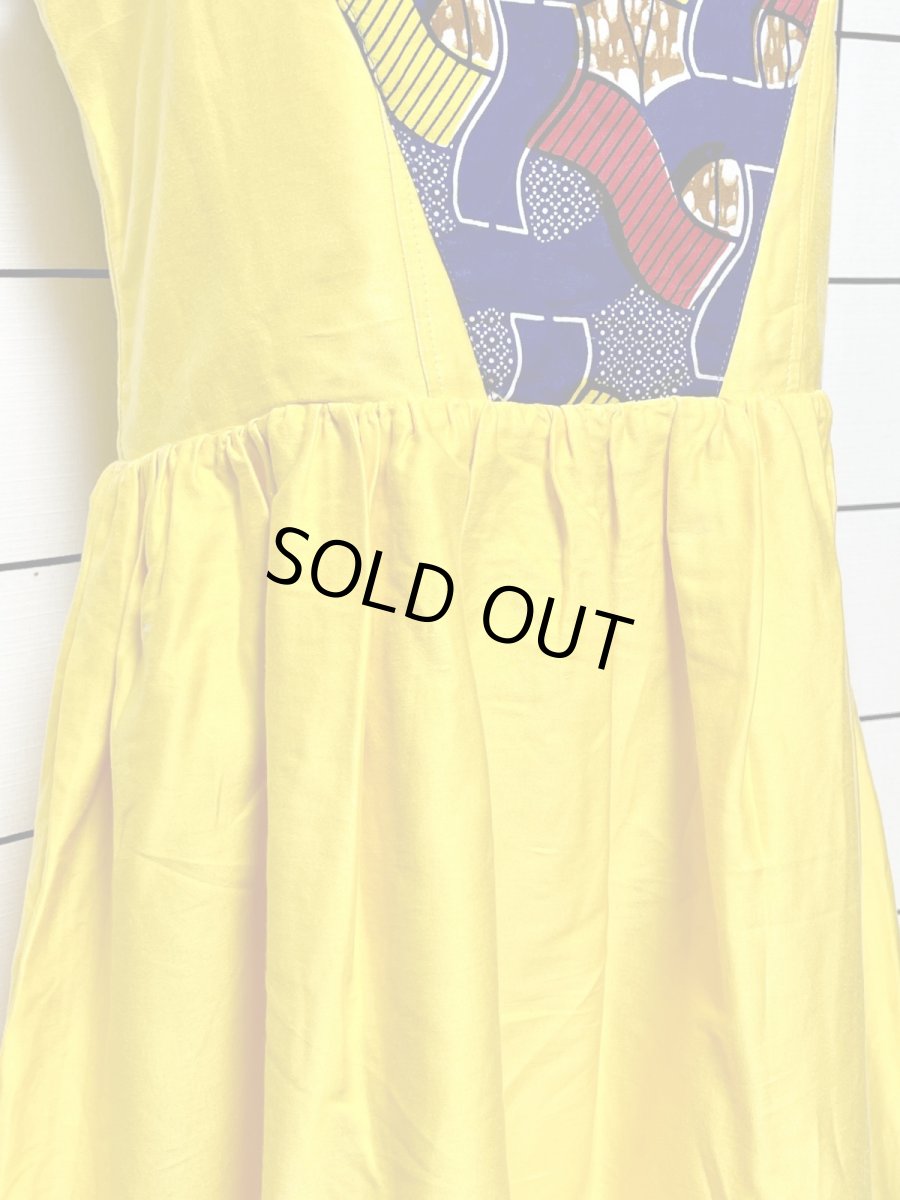 画像10: イエロー 切り替えし ノースリーブ レトロ ヨーロッパ古着 ヴィンテージワンピース (10)