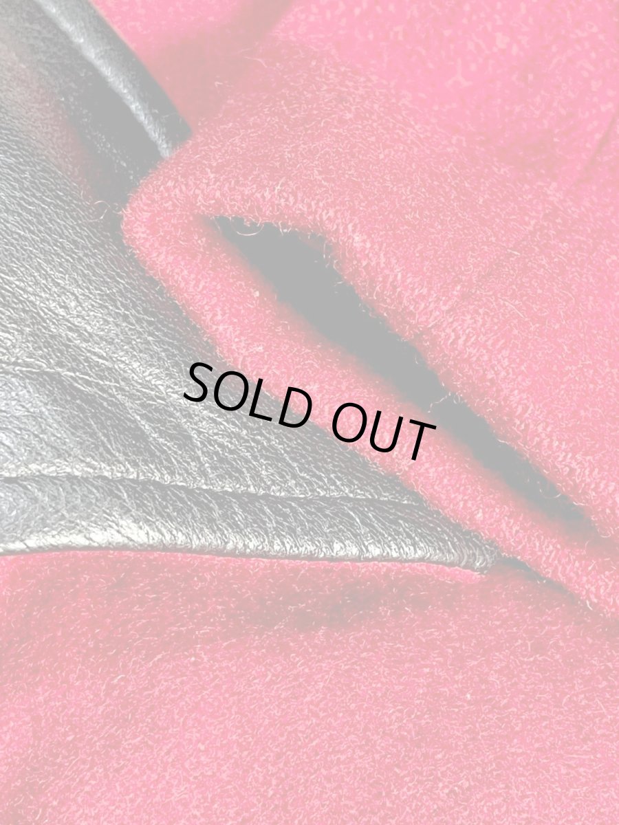 画像11: レザー襟 ウール レッド ジップアップ レトロ アメリカ古着 ヴィンテージジャケット (11)