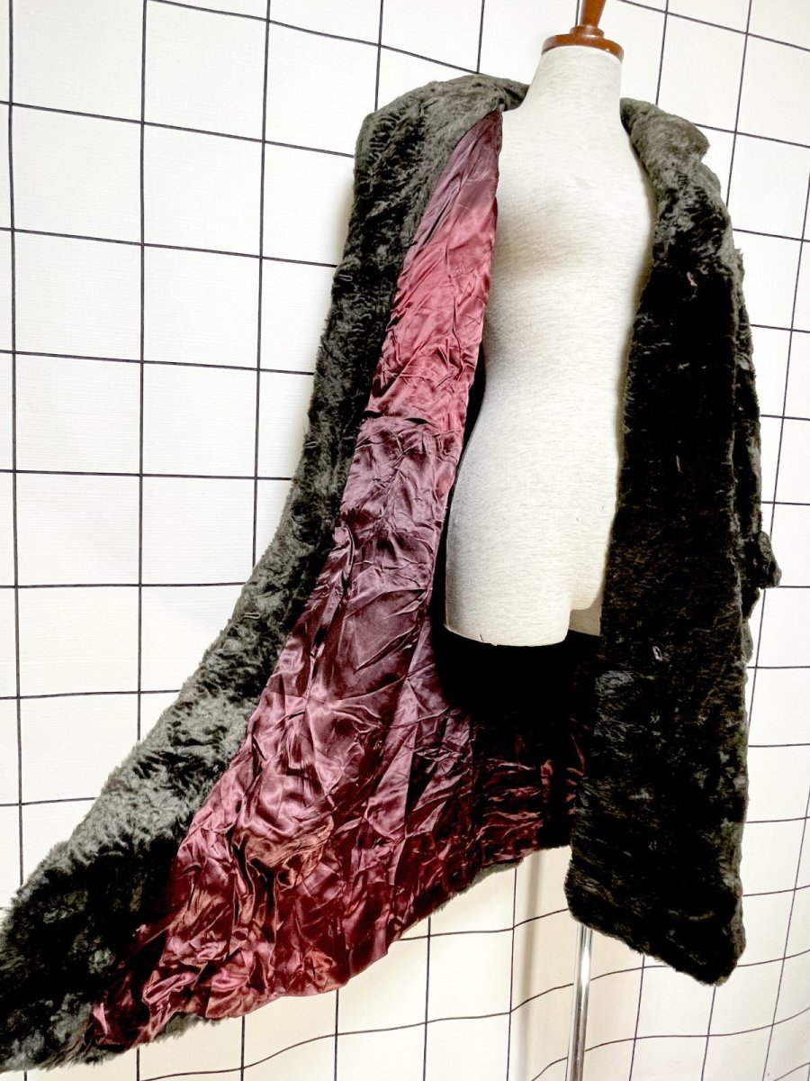画像8: フェイクファー フロントフック ダークブラウン USA古着 レトロ ヴィンテージコート (8)